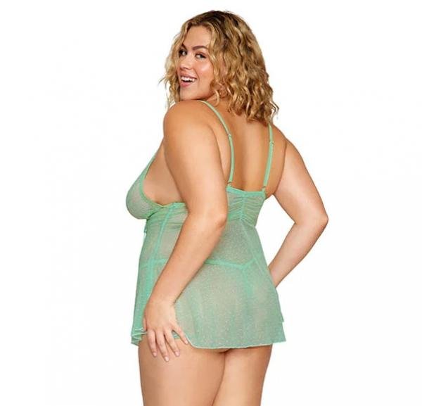 Eyelash Lace Babydoll Set Seafoam Osq