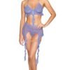 Ruffle Bralette Garter Belt Set Lavender Haze O S