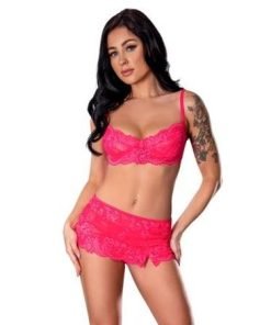 Get It Girl Bra Skirt Thong Set Pink